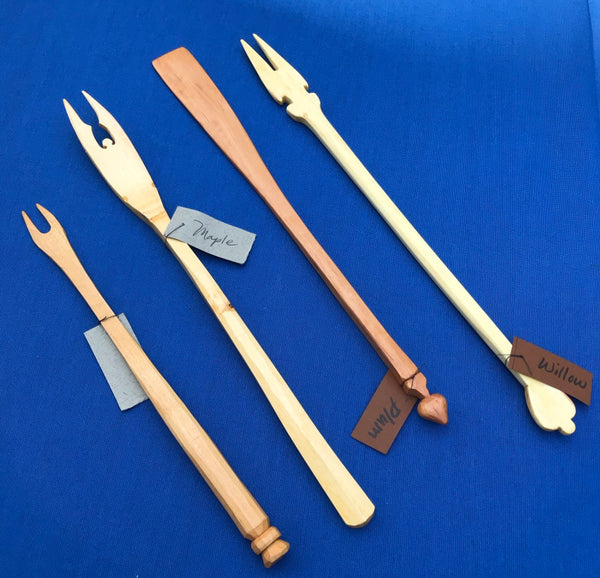 Hand Carved Wooden Pickle Forks