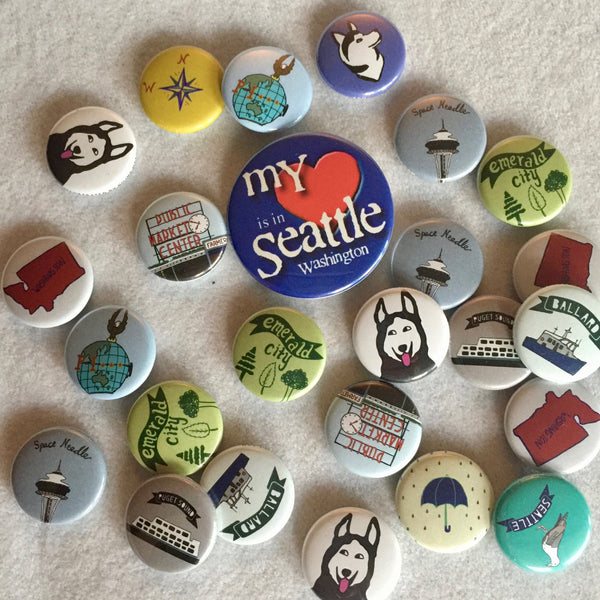 Seattle & Northwest Themed Buttons