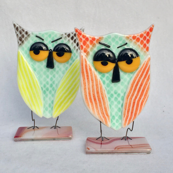Fused Glass Owl Sculpture