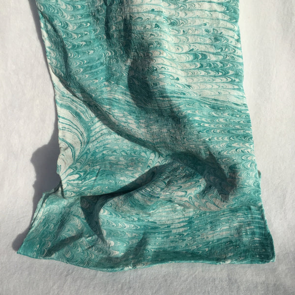 Marbled Silk Scarf - Simple Green