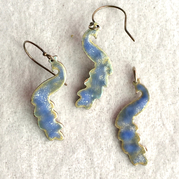 Peacock Earrings and Pendant