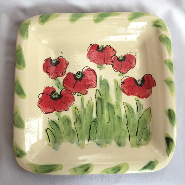 Square Poppy Plate - Jan Hoyman Ceramics